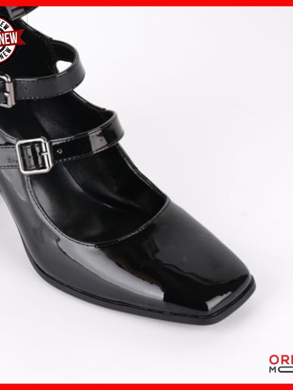 Knee-High Heeled Sandals with Square Toe, Buckle & Zipper Closure - Picture 4 of 7